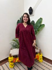 Maroon buti south cotton Aline kurta