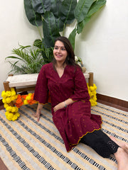 Maroon buti south cotton Aline kurta