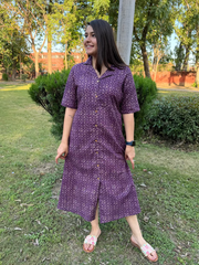 Purple geometric printed Aline dress with dress