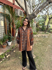 Digital print muslin silk shirt