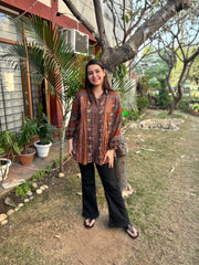 Digital print muslin silk shirt