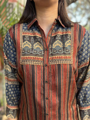 Digital print muslin silk shirt (with yoke print)