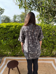 Grey floral Printed Cotton Top