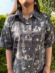 Grey floral Printed Cotton Top