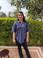 Indigo Floral Printed Top