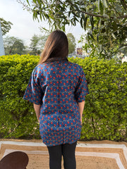 Indigo Floral Printed Top