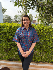 Indigo Floral Printed Top