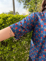 Indigo Floral Printed Top