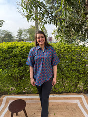 Indigo Floral Printed Top