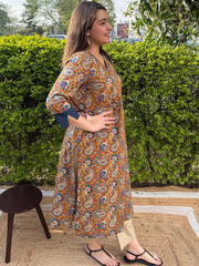 Mustard ambi sanganeri kurta