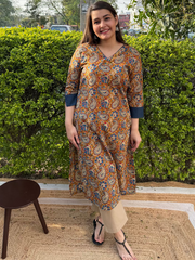 Mustard ambi sanganeri kurta