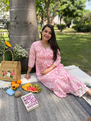 Pink Floral Pintucks Co-ord Set by Sanksritam