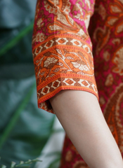 Magenta Orange Ambi kurta