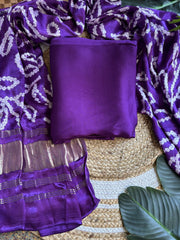 Purple modal solid Unstitched Kurta duppata set