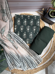 Bottle Green Unstitched Suit set
