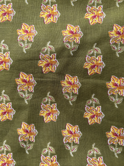 Lemon green floral Unstitched Suit set