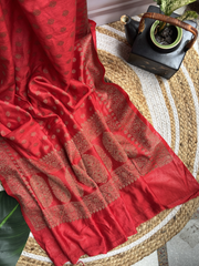 Red Banarsi Unstitched Suit set