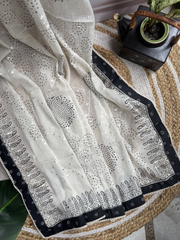 Black buta Zigzag palazzo Unstitched Suit set