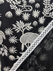 Black and white chikan Work Unstitched Suit set