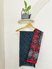 Navy blue printed Unstitched Suit set