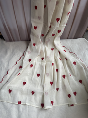 Sanganeri print with Red heart duppata Unstitched Suit set
