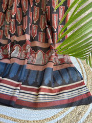 Black elephant print Unstitched Suit set