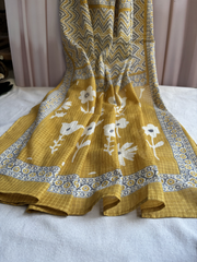 Mustard flower Unstitched Suit set