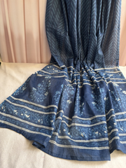 Maroon Indigo buti Unstitched Suit set