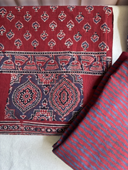 Maroon ajrakh Unstitched Suit set