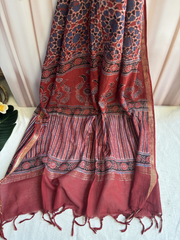Maroon ajrakh Unstitched Suit set