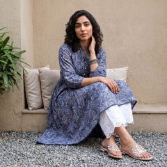 Pastel blue ambi pintucks aline kurta