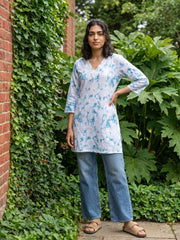 Ferozi Tie-Dye embroidered kurti