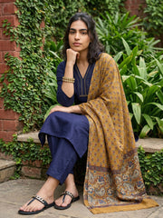 Royal Blue solid embroidered suit set with duppata