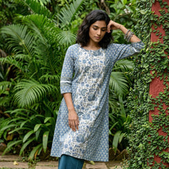 Meghna Floral Aline Kali kurta with pocket