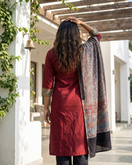 Maroon elephant border full suit set