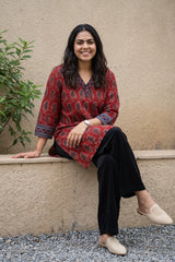 Maroon ambi short kurti