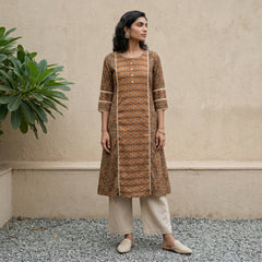 Mustard Aline kali Kurta with pocket