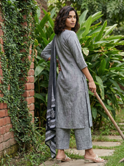 Grey Solid suit set with duppata