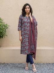 Burgundy floral full suit set