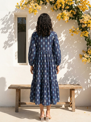 Blue Ikkat Gather dress