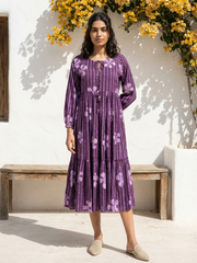 Purple Lines gather dress