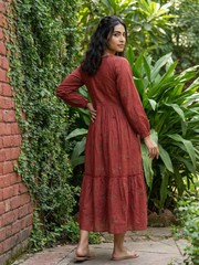 Rust gather geometric dress