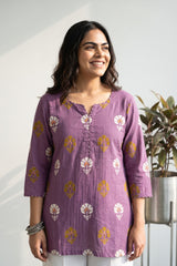 Lavender flower short kurti
