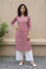 Onion pink ban neck kurta