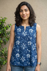 Indigo floral Top