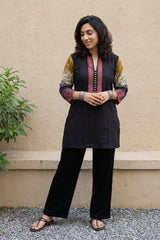 Black Ajrakh sleeve short kurti