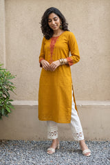 Ladu Peela patch kurta