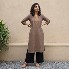 Brown Narayanpeth border kurta