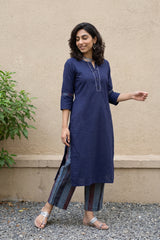 Blue solid emroidered coord set