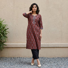 Maroon Leaf Kurta
